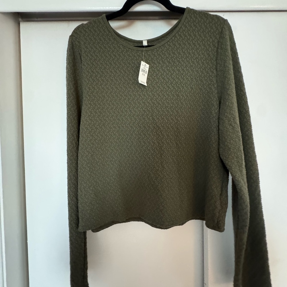 Aerie Textured Olive Long Sleeve Tee